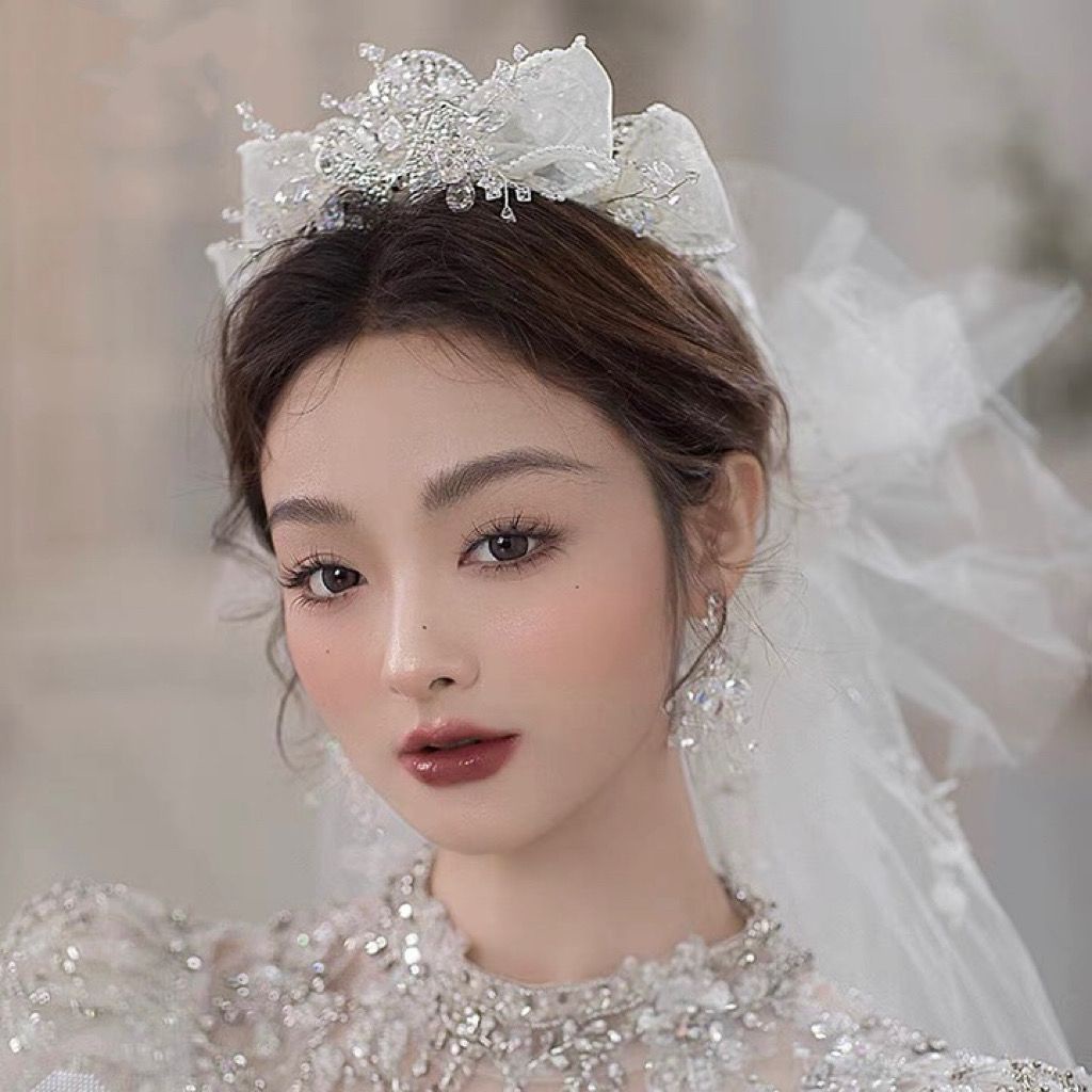 Vương Miện Cô Dâu Đính Nơ Phong Cách baroque Nhật Bản Và Hàn Quốc Cao Cấp