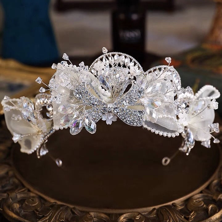 Vương Miện Cô Dâu Đính Nơ Phong Cách baroque Nhật Bản Và Hàn Quốc Cao Cấp