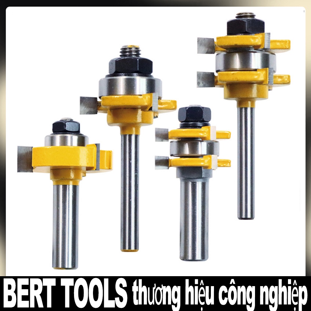 BERT🇻🇳｜Mũi Phay Gỗ Ghép Ván thẳng nhỏ 1/4-inch 3 răng hình chữ T