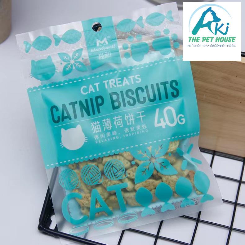 Bánh Cá Biscuits Catnip Giảm Búi Lông Viêm Răng Hôi Miệng Cho Mèo 40gr - AKI PET SHOP