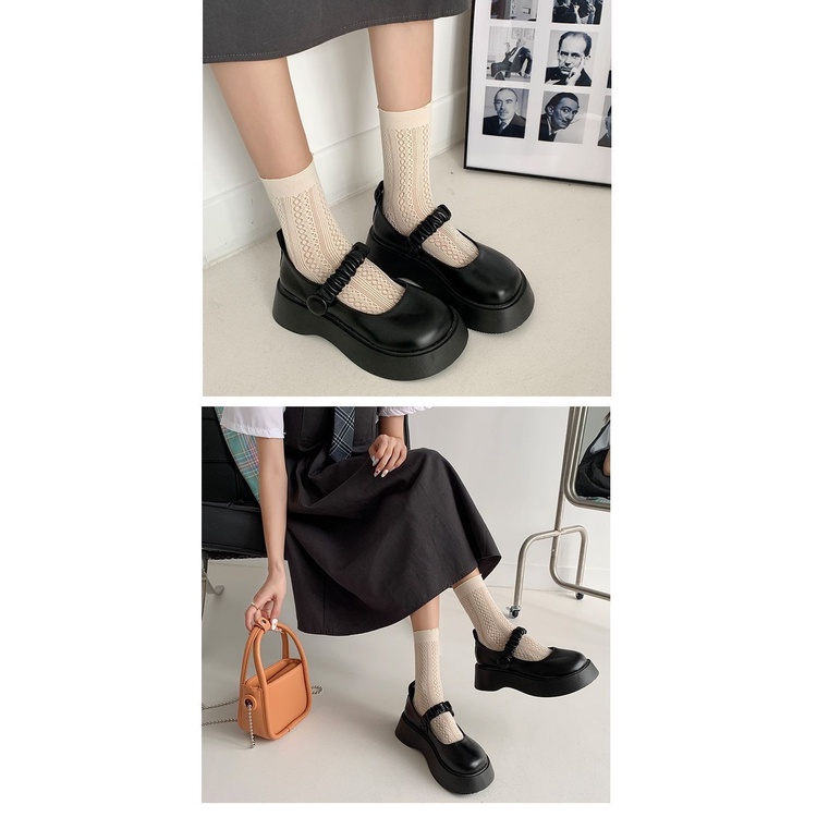 Giày Da Kiểu Anh Thời Trang Xuân Thu Cho Nữ Size 35-43 41 Mary Jane jk 42