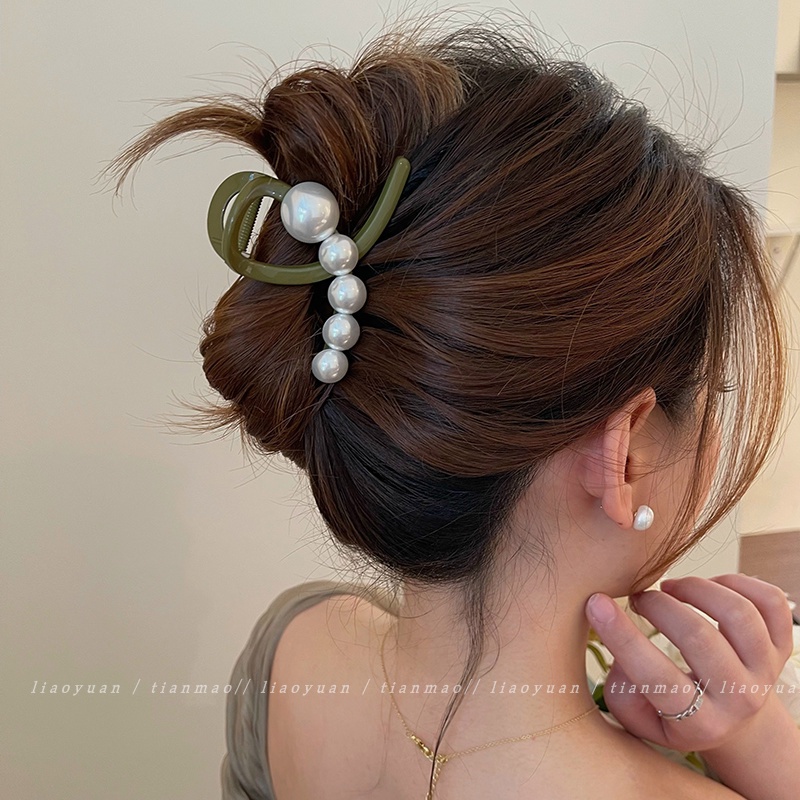 Kẹp Tóc Hình Cá Mập Đính Ngọc Trai Đơn Giản Thời Trang Cao Cấp Dành Cho Nữ