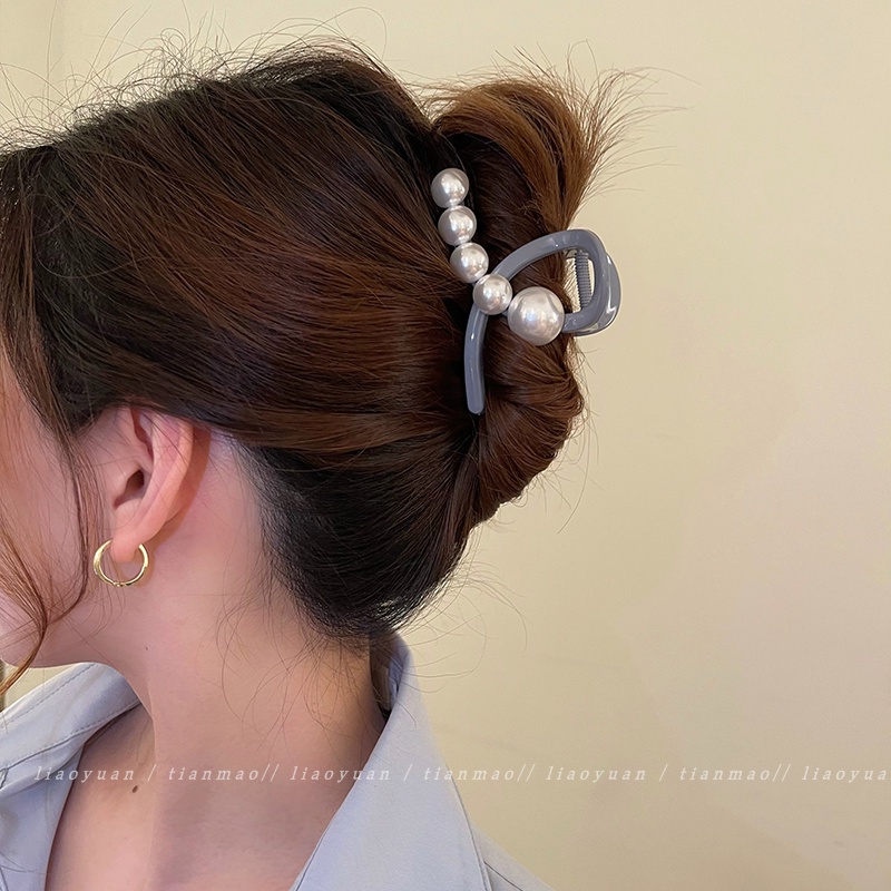 Kẹp Tóc Hình Cá Mập Đính Ngọc Trai Đơn Giản Thời Trang Cao Cấp Dành Cho Nữ