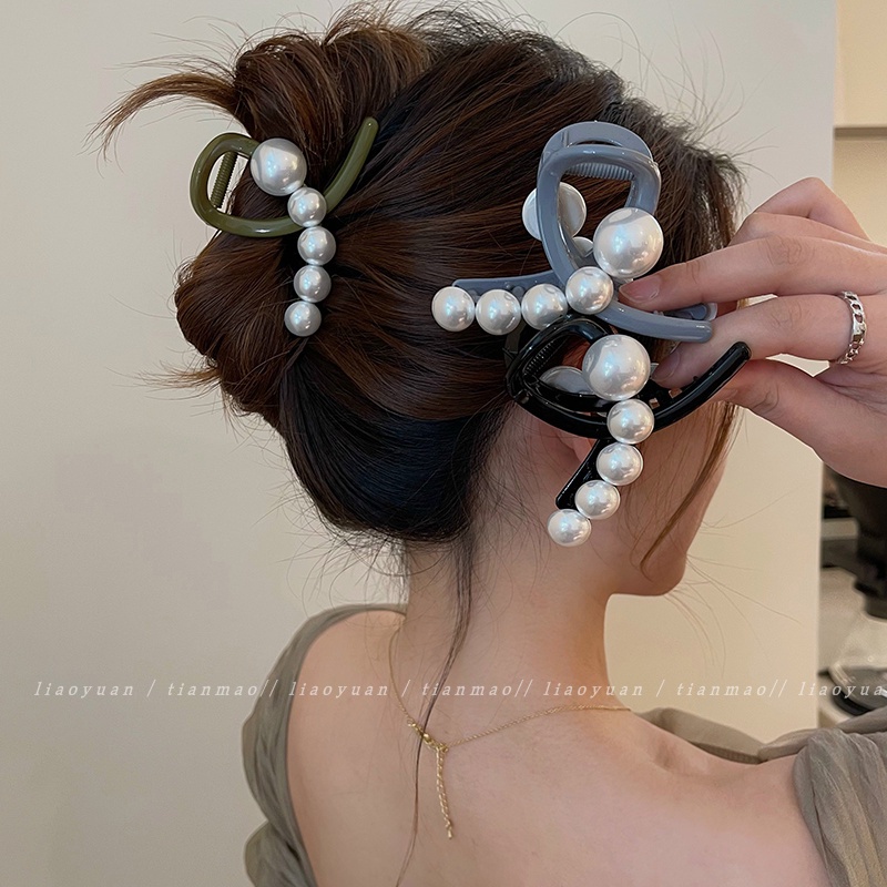 Kẹp Tóc Hình Cá Mập Đính Ngọc Trai Đơn Giản Thời Trang Cao Cấp Dành Cho Nữ