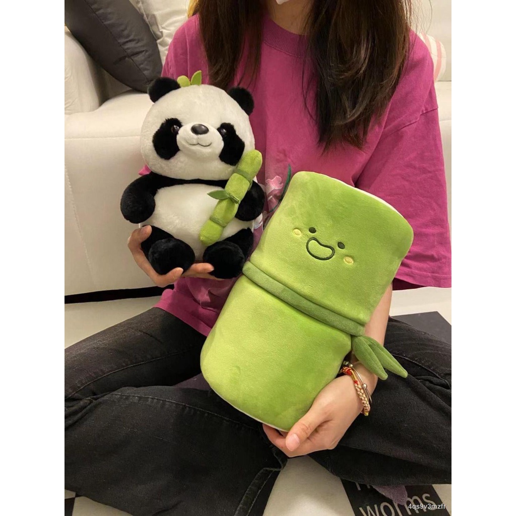 Ống tre gấu trúc dễ thương đồ chơi sang trọng cầm gối tre kho báu quốc gia gấu trúc khổng lồ chuyển đổi búp bê 520 món q