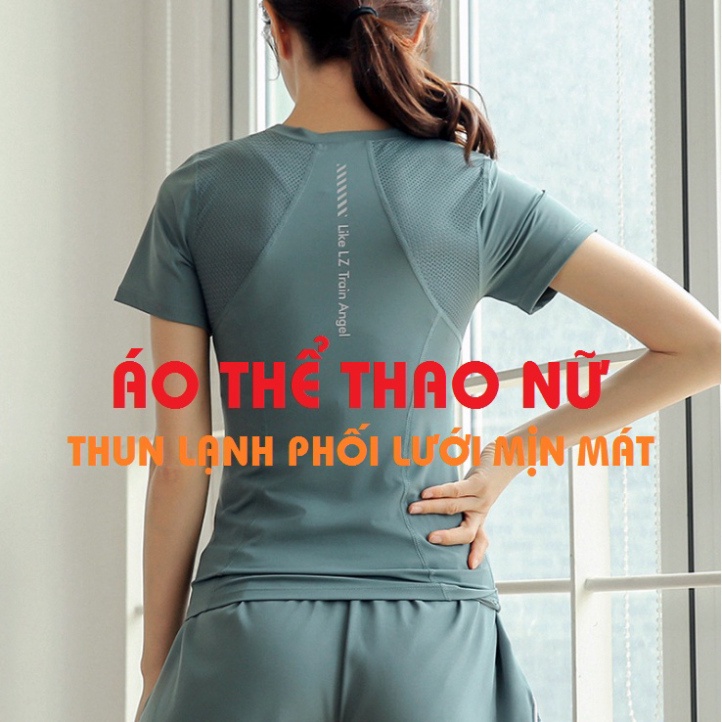 ÁO thể thao nữ_thun lạnh phối lưới siêu mịn mát_ÁO tập gym nữ, chạy bộ, du lịch - Coke shop
