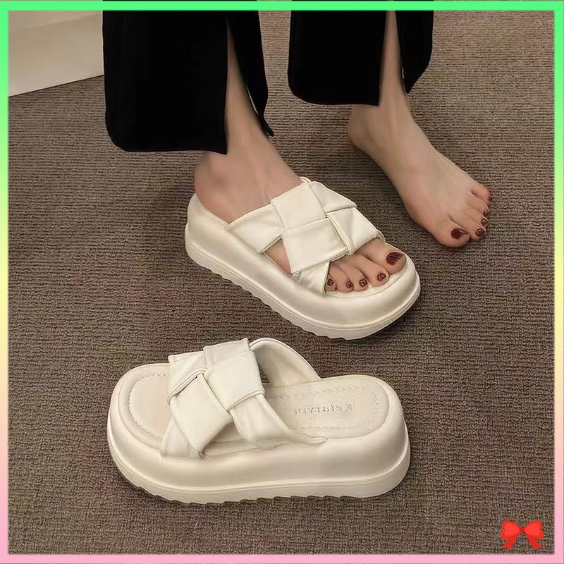 Dép lê đế cao Dép đan chéo thường ngày đế dày