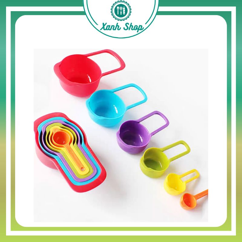 Bộ 6 thìa đong sắc màu (cup, tsp, ml)