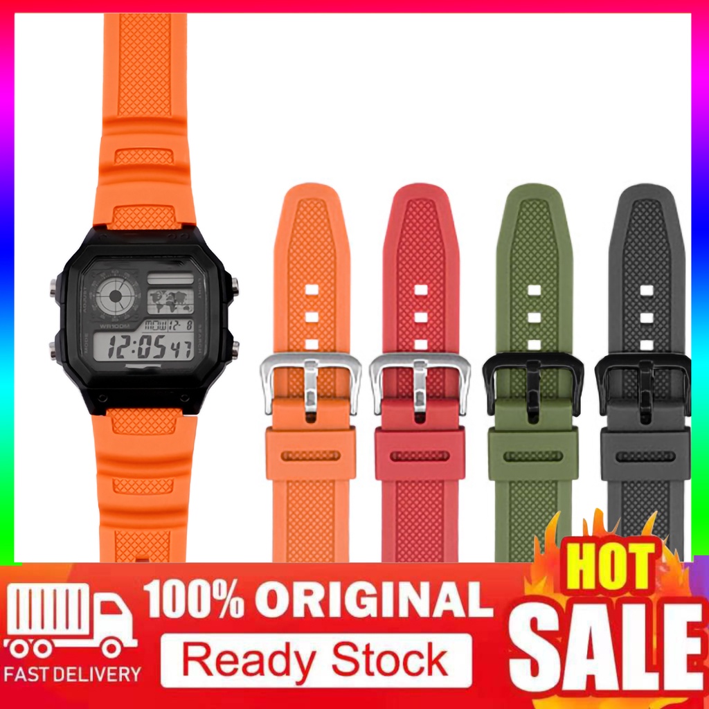 PO-Nước 18mm Thay Thế Cho Đồng Hồ Casio AE-1000W / AQ-S810W / SGW-300H / W-S200H Dây Cao Su Mềm Chống Thấm