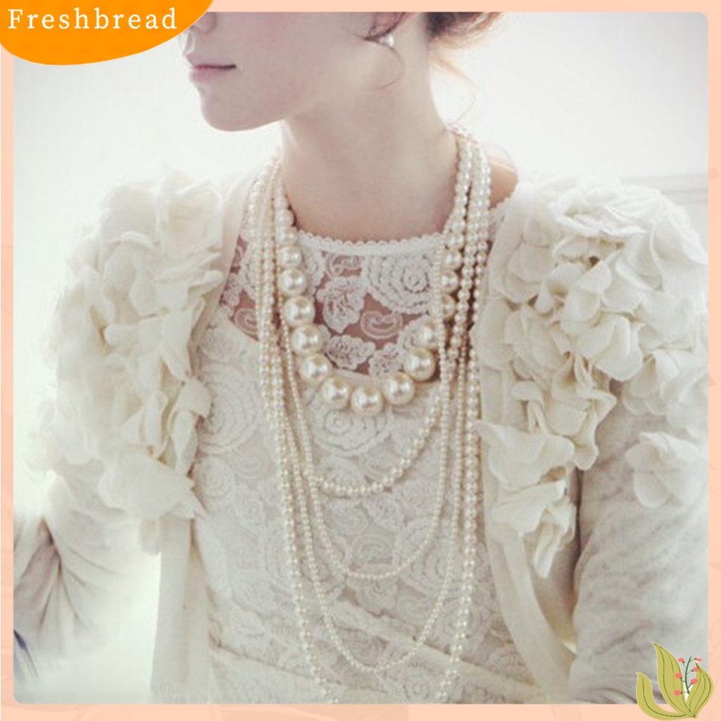 {FRESH} Vòng cổ nhiều lớp đính hạt ngọc trai nhân tạo xinh xắn dành cho nữ