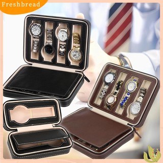 (FRESH) Hộp Da Giả 2 / 4 / 8 Ngăn Đựng Đồng Hồ / Trang Sức Có Khóa Kéo Ốp