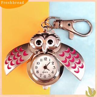 (FRESH) Móc khóa phong cách đồng hồ bỏ túi hình chim cú thời trang vintage