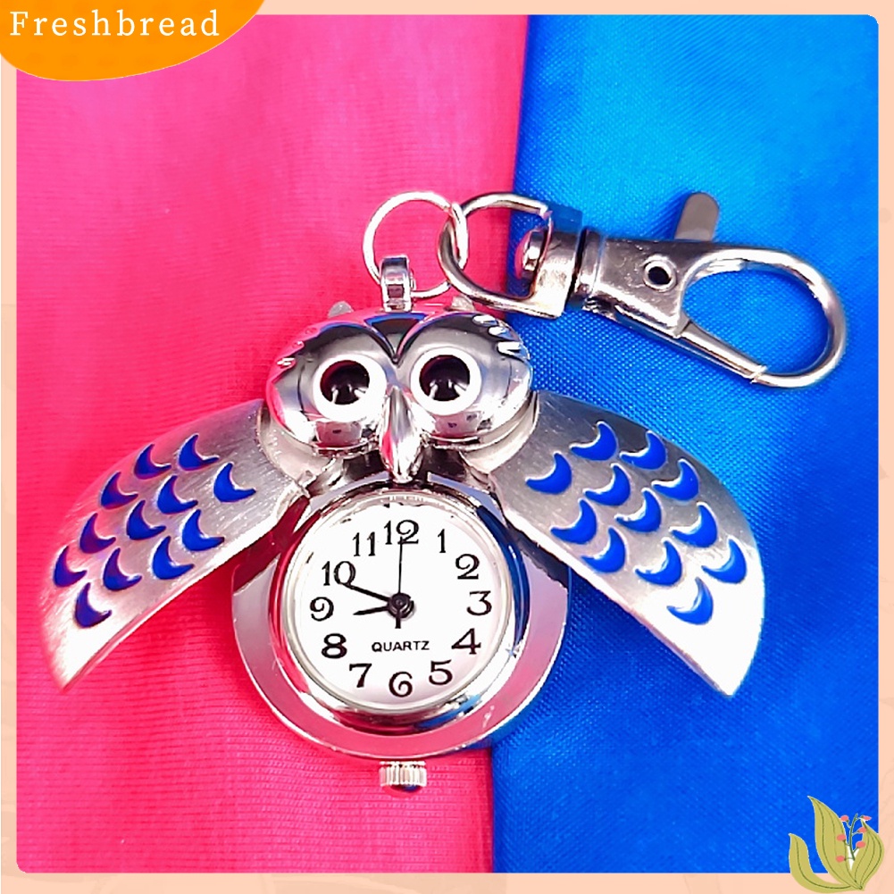 Móc khóa phong cách đồng hồ bỏ túi hình chim cú thời trang vintage