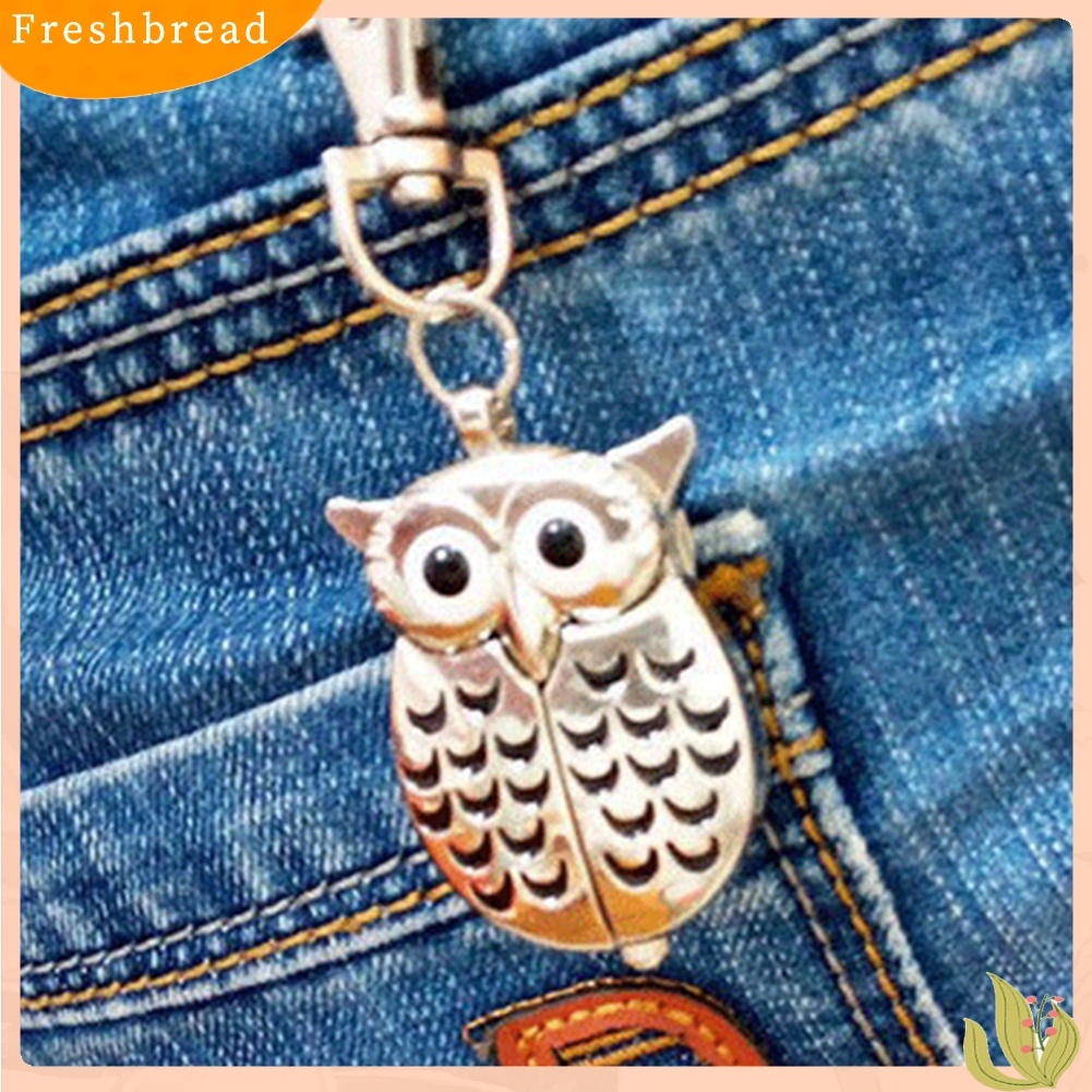 Móc khóa phong cách đồng hồ bỏ túi hình chim cú thời trang vintage