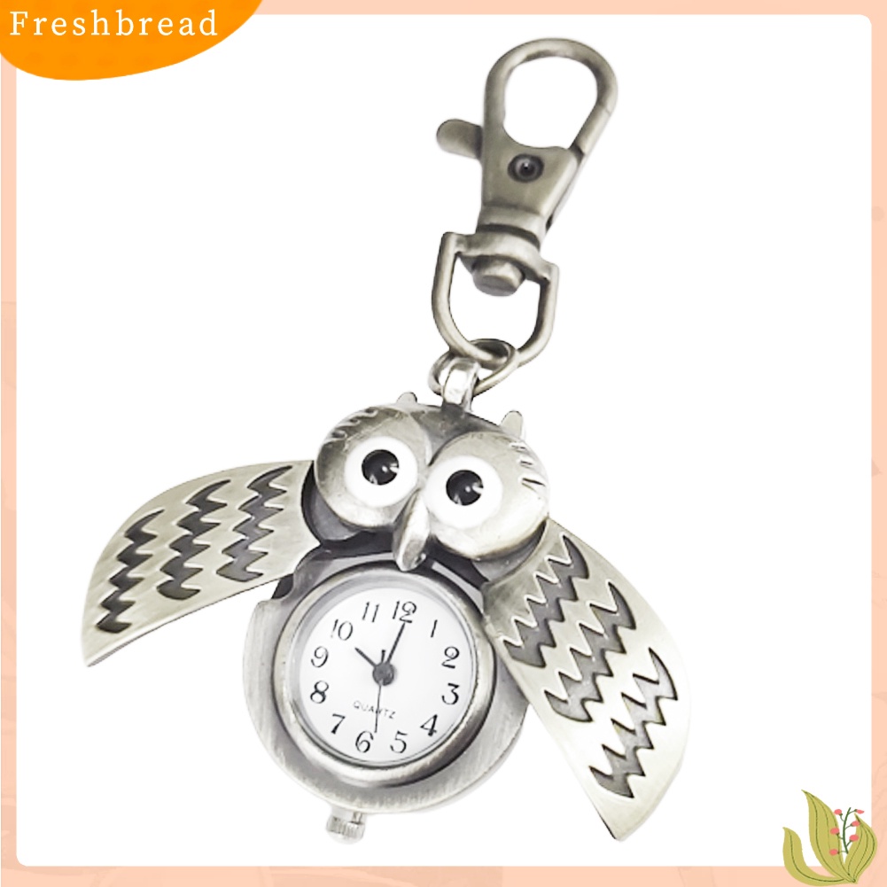 Móc khóa phong cách đồng hồ bỏ túi hình chim cú thời trang vintage
