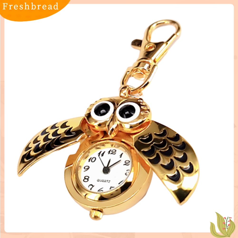 Móc khóa phong cách đồng hồ bỏ túi hình chim cú thời trang vintage