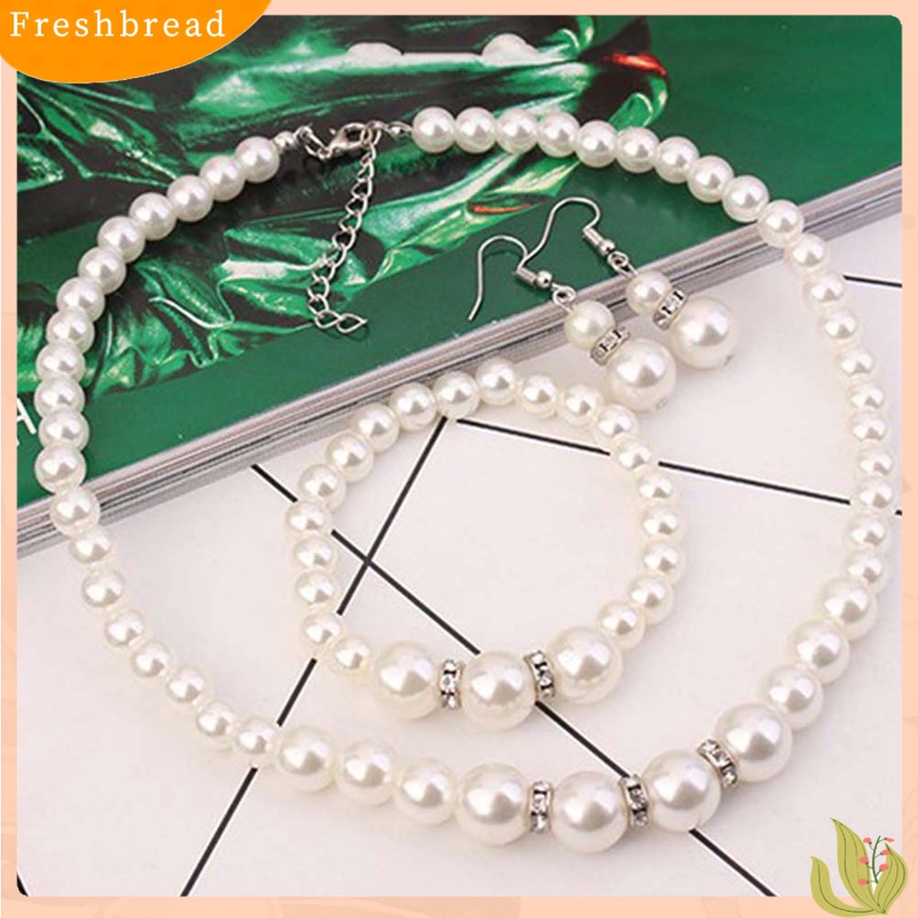FRESH| Set 3 Vòng cổ + Bông Tai Đính Ngọc Trai Nhân Tạo Sang Trọng