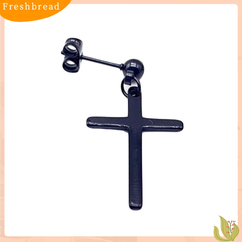 FRESH| Khuyên tai mặt hình chữ thập bằng thép không gỉ thời trang