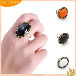FRESH| Nhẫn Hợp Kim Đính Đá Quý Tự Nhiên Hình Oval Lớn Có Thể Điều Chỉnh