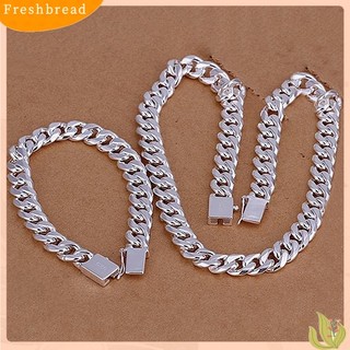 {FRESH} Bộ dây chuyền và vòng bạc 952 dành cho nam