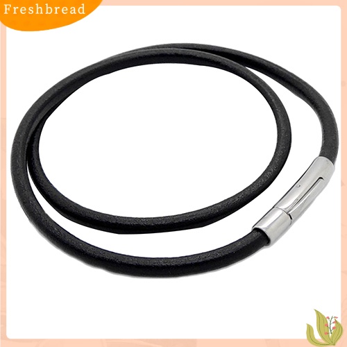 FRESH| Vòng cổ dây da khóa thép không gỉ đơn giản cá tính cho nam