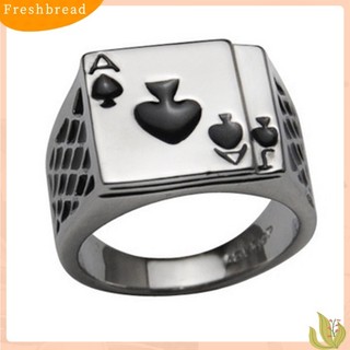 FRESH| Nhẫn Mạ Vàng Trắng 18K Hình Lá Bài Độc Đáo Cho Nam