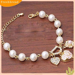 FRESH| Vòng tay hình trái tim đính ngọc trai lấp lánh,sang trọng