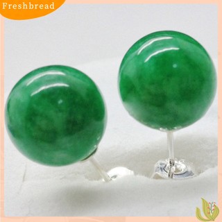 {FRESH} Khuyên tai bạc đính đá cẩm thạch nhân tạo 10mm thanh lịch