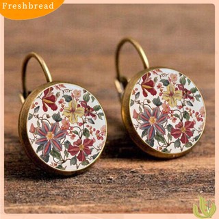 {FRESH} Bông tai nữ trang dáng tròn họa tiết hoa phong cách vintage độc đáo