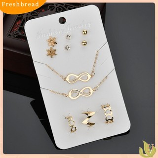 (FRESH) Set 1 dây chuyền + 1 chiếc nhẫn + 1 đôi khuyên tai + 1 Dây đeo tay thời trang nữ