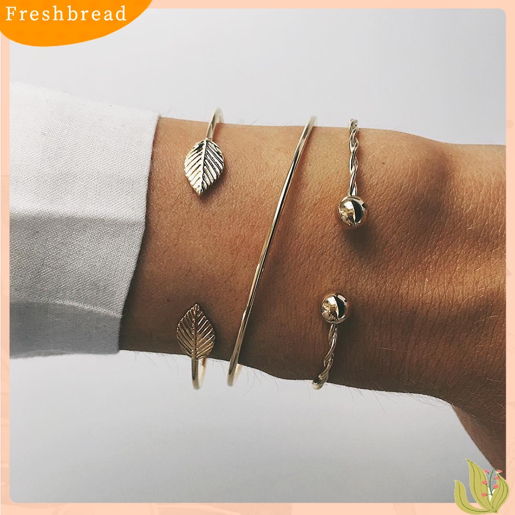 Bộ 2/3 vòng tay dạng hở hình mũi tên/thắt nút/lá đơn giản,sang trọng dành cho nữ