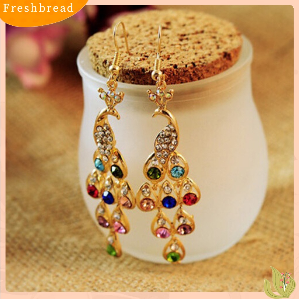 FRESH| Bông Tai Hình Chim Công Đính Đá Phong Cách Bohemian Cổ Điển Dành Cho Nữ