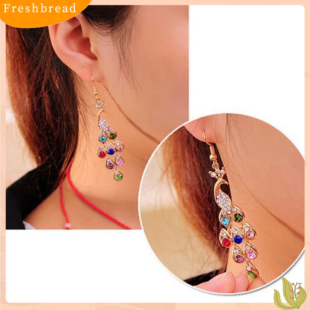 FRESH| Bông Tai Hình Chim Công Đính Đá Phong Cách Bohemian Cổ Điển Dành Cho Nữ