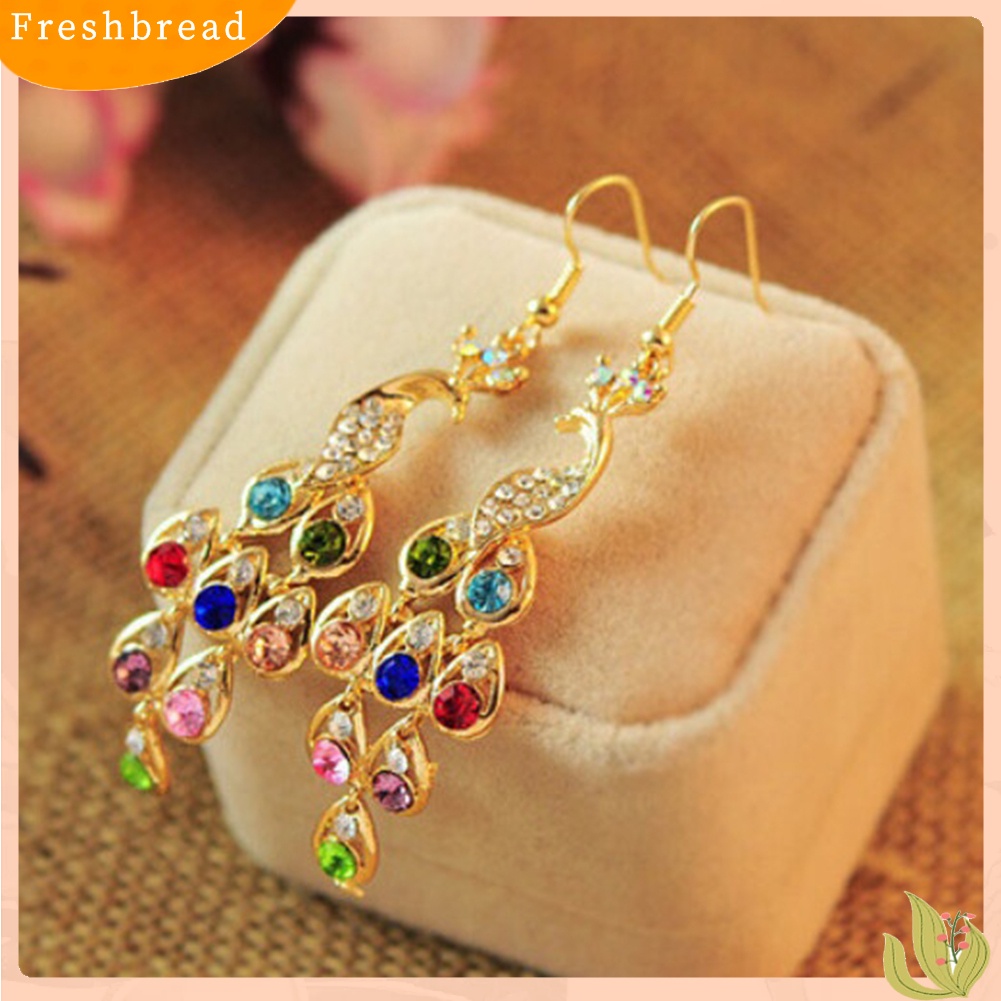 FRESH| Bông Tai Hình Chim Công Đính Đá Phong Cách Bohemian Cổ Điển Dành Cho Nữ