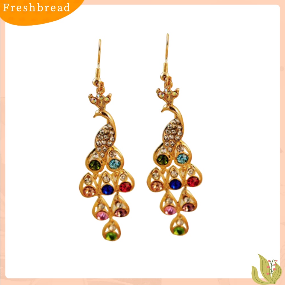 FRESH| Bông Tai Hình Chim Công Đính Đá Phong Cách Bohemian Cổ Điển Dành Cho Nữ