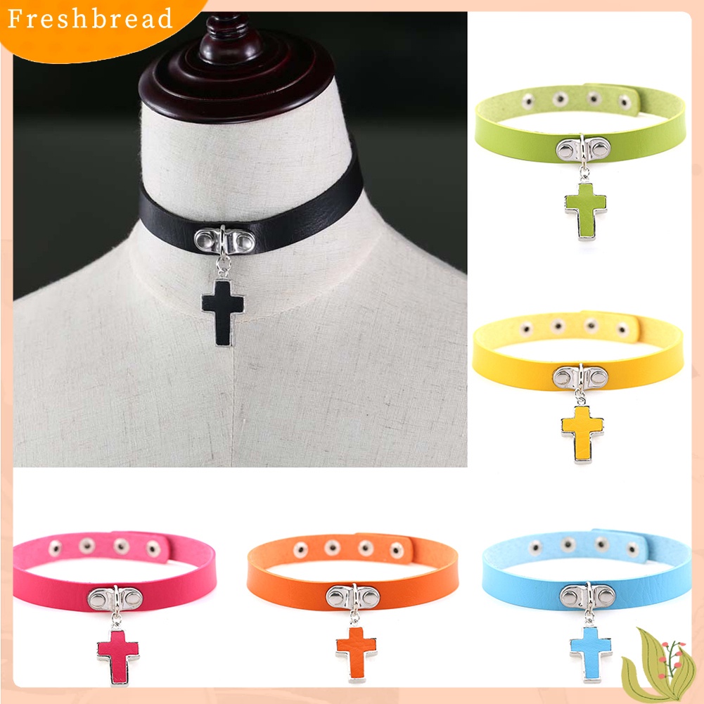 FRESH| Vòng cổ choker da giả mặt chữ thập thời trang và cá tính cho nữ