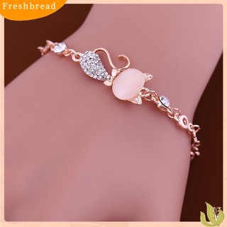 (FRESH) Vòng tay hình con mèo đính đá đơn giản,thanh lịch dành cho nữ