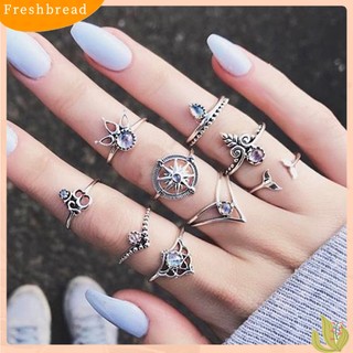 FRESH| Set 9 NhẫN Đeo GiữA NgóN Tay NhiềU KiểU DáNg ThờI Trang Cho Nữ