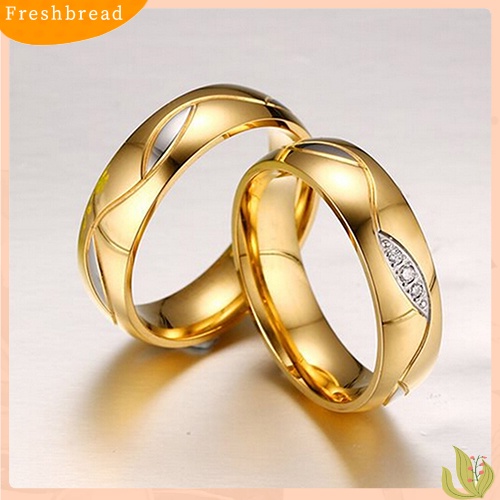 Nhẫn Cưới Mạ Vàng 18k Đính Đá Zircon Cho Nam Nữ