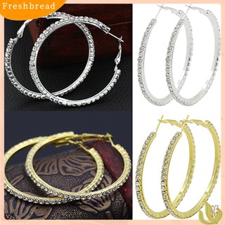 FRESH| Đôi khuyên tai hình vòng tròn lớn đính kim cương giả thời trang cho nữ