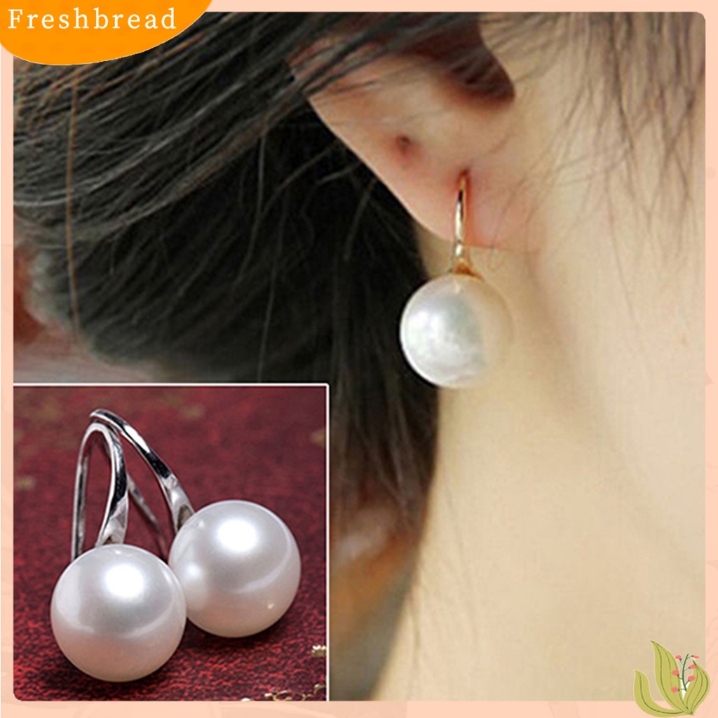 {FRESH} Khuyên Tai Dạng Móc Đính Ngọc Trai Nhân Tạo Nhỏ Gọn Thanh Lịch Dễ Phối Đồ Cho Nữ Mua Sắ