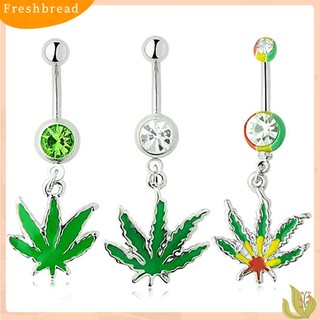 {FRESH} Khuyên rốn hình chiếc lá đính đá thời trang