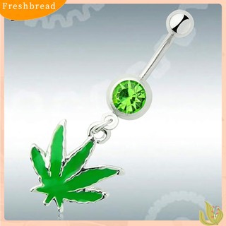 {FRESH} Khuyên rốn hình chiếc lá đính đá thời trang