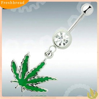{FRESH} Khuyên rốn hình chiếc lá đính đá thời trang