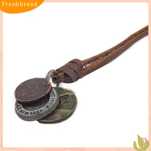 FRESH| Vòng cổ dây da mặt đồng xu thời trang nam nữ