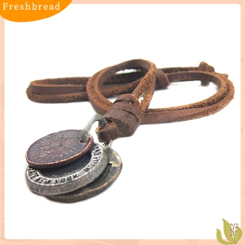 FRESH| Vòng cổ dây da mặt đồng xu thời trang nam nữ