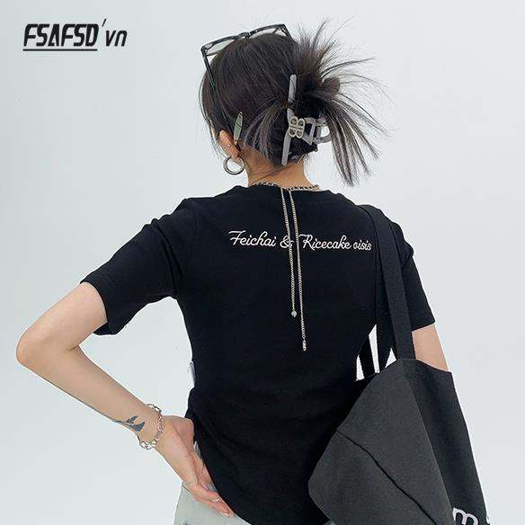 Áo Thun Ngắn Tay Cổ Tròn Thêu Họa Tiết Thời Trang Dành Cho Nữ