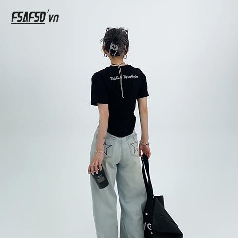 Áo Thun Ngắn Tay Cổ Tròn Thêu Họa Tiết Thời Trang Dành Cho Nữ