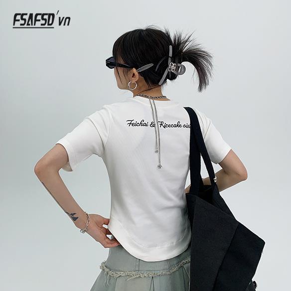 Áo Thun Ngắn Tay Cổ Tròn Thêu Họa Tiết Thời Trang Dành Cho Nữ