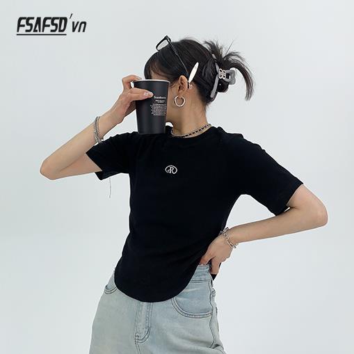 Áo Thun Ngắn Tay Cổ Tròn Thêu Họa Tiết Thời Trang Dành Cho Nữ